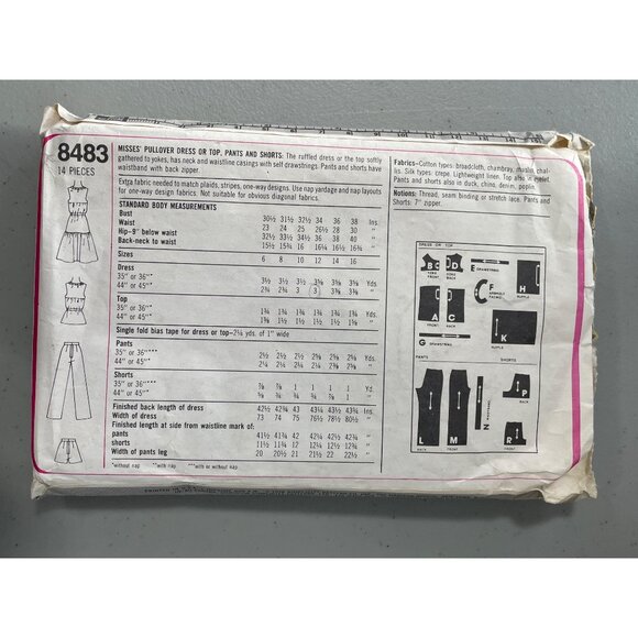 70s Simplicity 8483 Sewing Pattern Size 12 Misses Dress Top Pants Shorts CUT - Picture 4 of 7